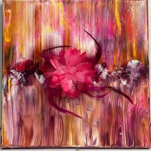 An original one of a kind canvas art. Can be hung or use in easel.